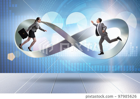 Business people running on the endless loop 97985626