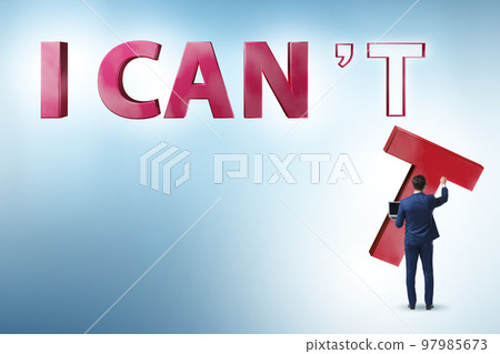 Determination concept with businessman and letters 97985673