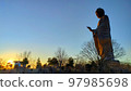 Ushiku Great Buddha at dusk 97985698