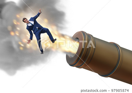 Concept with cannon and businessman 97985874