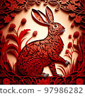 Year of the rabbit with flowers background 97986282