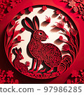 Year of the rabbit zodiac sign for greetings card 97986285