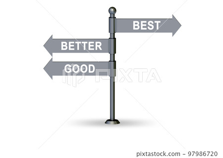 Crossroads concept with good better and best - Stock Illustration ...