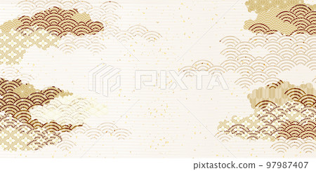Wave Japanese pattern Japanese paper background Wave Japanese pattern Japanese paper background 97987407