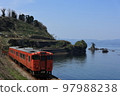 JR Himi Line Kiha 40 running along the coastline of Toyama Bay between Amaharashi and Etchoku 97988238
