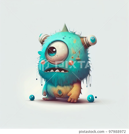 Illustration cartoon cute Monsters on isolated background (Created with Generative AI technology). Illustration cartoon cute Monsters on isolated background (Created with Generative AI technology). 97988972