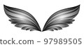 Black and white art wings, gray bird wings, vector illustration on a white background 97989505