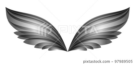 Black and white art wings, gray bird wings, vector illustration on a white background 97989505