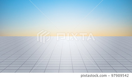 Clean bright sky and cement asphalt texture road surface, 3D rendering. Clean bright sky and cement asphalt texture road surface, 3D rendering. 97989542