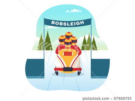 Athlete Riding Sled Bobsleigh Illustration with Snow, Ice and Bobsled Track for Competition in Winter Sport Activity Flat Cartoon Hand Drawn Templates Athlete Riding Sled Bobsleigh Illustration with Snow, Ice and Bobsled Track for Competition in Winter Sport Activity Flat Cartoon Hand Drawn Templates 97989785