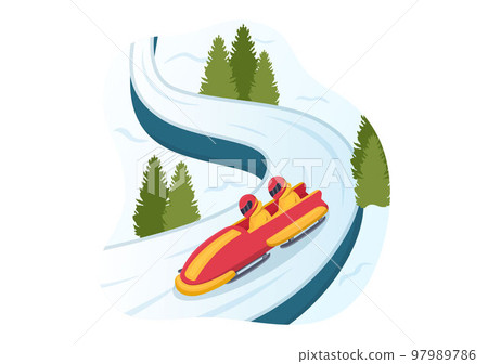 Athlete Riding Sled Bobsleigh Illustration with Snow, Ice and Bobsled Track for Competition in Winter Sport Activity Flat Cartoon Hand Drawn Templates Athlete Riding Sled Bobsleigh Illustration with Snow, Ice and Bobsled Track for Competition in Winter Sport Activity Flat Cartoon Hand Drawn Templates 97989786