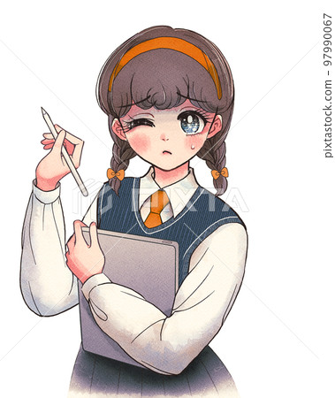 High school student who draws manga on a tablet while being chased by a girl's cartoon and a deadline 97990067