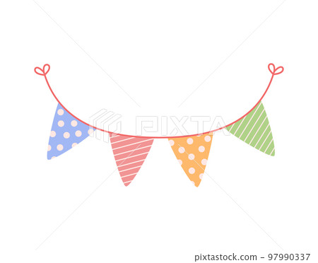 Colorful garland with flags, cartoon flat vector illustration isolated on white background. Colorful garland with flags, cartoon flat vector illustration isolated on white background. 97990337