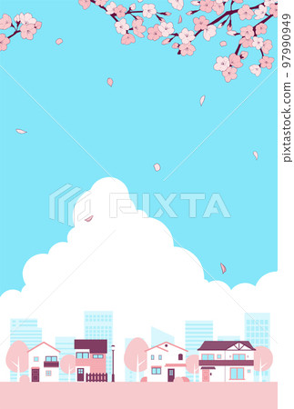 背景材料_城市景觀_櫻花_積雨雲 97990949