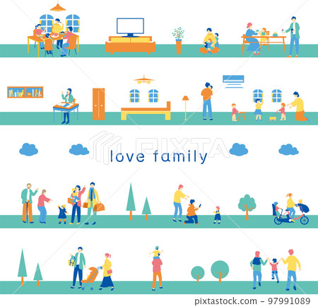 Family daily life seamless background Family daily life seamless background 97991089