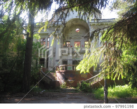 Old ruined building with trees Old ruined building with trees 97991198