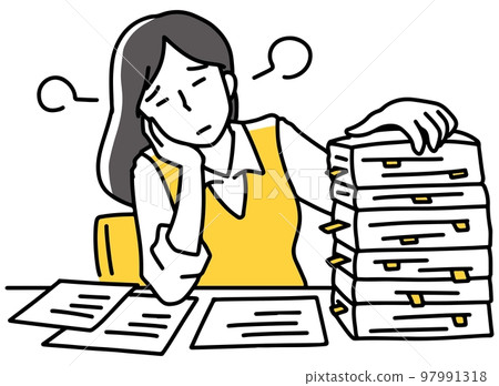 一個在大量工作前嘆息的女人 一個在大量工作前嘆息的女人 97991318
