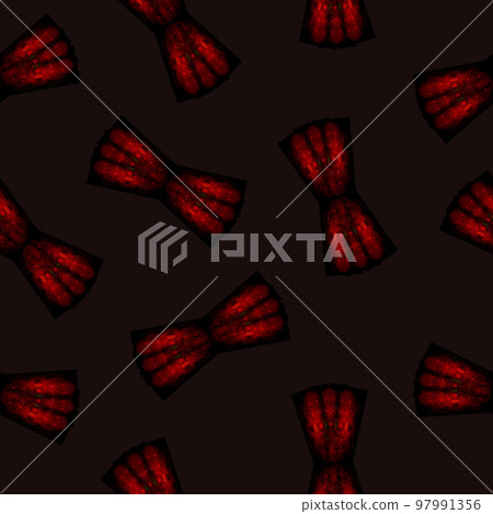 Seamless Pattern with Red and Black Bow on Dark Brown Background. Digital Illustration. Cute Seamless Pattern for Design, Wrapping. Seamless Pattern with Red and Black Bow on Dark Brown Background. Digital Illustration. Cute Seamless Pattern for Design, Wrapping. 97991356