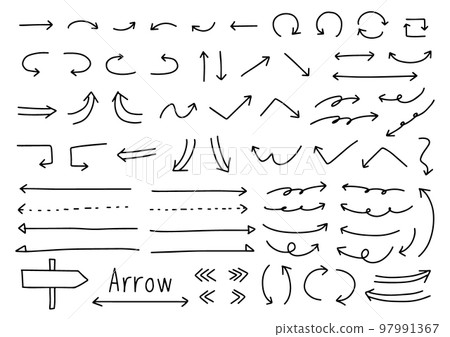 Thin handwritten arrow set black 97991367