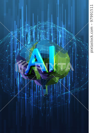 CG 背景與 AI 人工智能圖像垂直佈局與 AI 標誌 CG 背景與 AI 人工智能圖像垂直佈局與 AI 標誌 97991511