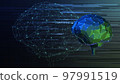 CG background with the image of AI artificial intelligence, blank space on the left, dark background 97991519