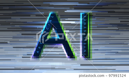 具有AI人工智能灰色背景圖像的三維人物CG 97991524