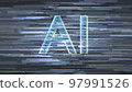 Background of data processing with the image of AI artificial intelligence and three-dimensional character CG Gray 97991526