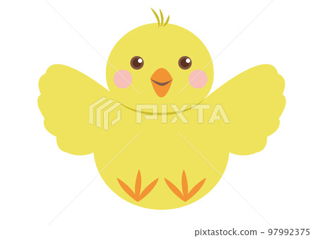 Cute illustration of a flying chick No main line whole body 97992375