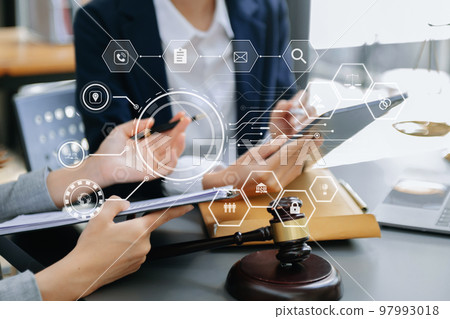 Business and Male lawyer or judge consult having team meeting with client, Law and Legal services concept.Customer service good cooperation 97993018