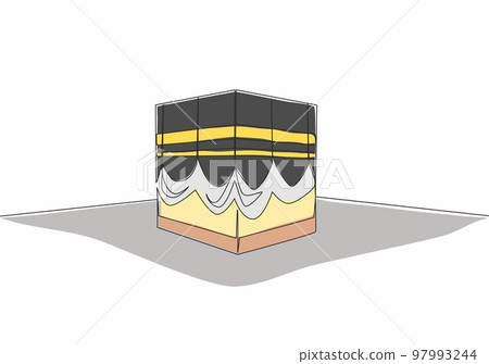 One continuous line drawing of Kaabah building at Mekkah city, Saudi Arabia. Islamic holy day Ramadan Kareem and Eid Al Adha greeting card concept single line draw design vector illustration One continuous line drawing of Kaabah building at Mekkah city, Saudi Arabia. Islamic holy day Ramadan Kareem and Eid Al Adha greeting card concept single line draw design vector illustration 97993244