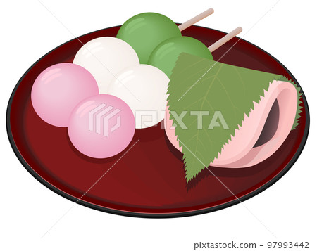 Sakuramochi, three-color dumplings, Japanese sweets 97993442