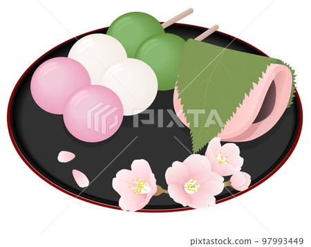 Sakuramochi, three-color dumplings, Japanese sweets 97993449
