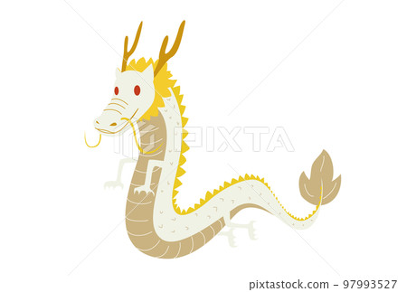 Illustration of a cute white dragon 97993527