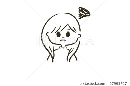 Line drawing illustration of a dull woman 97993727