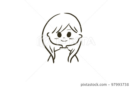 Line drawing illustration of a smiling woman Line drawing illustration of a smiling woman 97993738