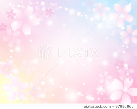 櫻花粉色背景,春天閃閃發光的框架 櫻花粉色背景,春天閃閃發光的框架 97993963