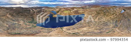 Aerial view of Agnish Lough by Maghery, Dungloe - County Donegal - Ireland. Aerial view of Agnish Lough by Maghery, Dungloe - County Donegal - Ireland. 97994354