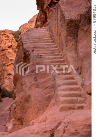 Little Petra Siq al-Barid, Jordan rocks, staircase 97994818