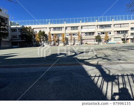 Schoolhouse and schoolyard 97996135