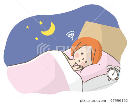 一個難以入睡的女人的插圖素材 97996162
