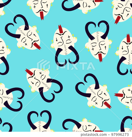 Pattern of Funky demon head with a creepy ugly face. 97996273