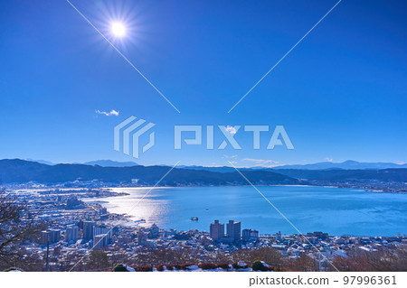 Suwa City, Nagano Prefecture in winter View to the west from Tateishi Park (Lake Suwa, Okaya City, Suwa City, etc.) 97996361