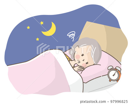 Illustration material of a senior woman who is having trouble sleeping 97996825
