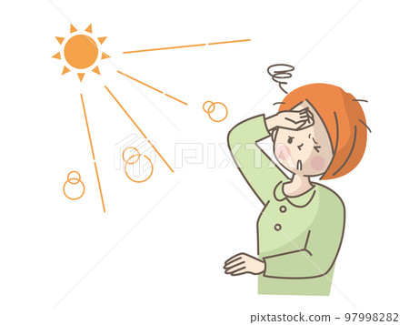 Illustration material of a young woman who is hot in the sun 97998282