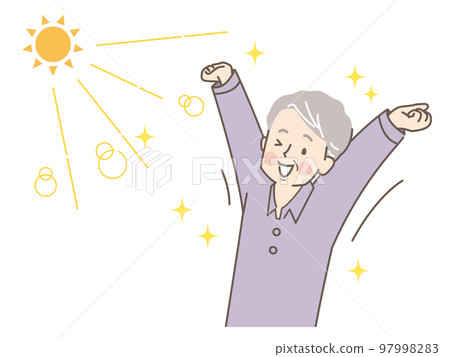 Senior man stretching while bathing in the sun 97998283