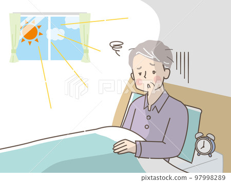 Illustration material of a senior man who has a hard time waking up in the morning 97998289