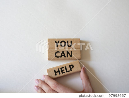 You can help symbol. Wooden blocks with words You can help. Beautiful white background. Businessman hand. Business and You can help concept. Copy space. You can help symbol. Wooden blocks with words You can help. Beautiful white background. Businessman hand. Business and You can help concept. Copy space. 97998667