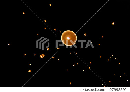 Sky lanterns, flying lanterns, floating lanterns, hot-air balloons Loy Krathong Festival in Chiang Mai Thailand. Sky lanterns, flying lanterns, floating lanterns, hot-air balloons Loy Krathong Festival in Chiang Mai Thailand. 97998891