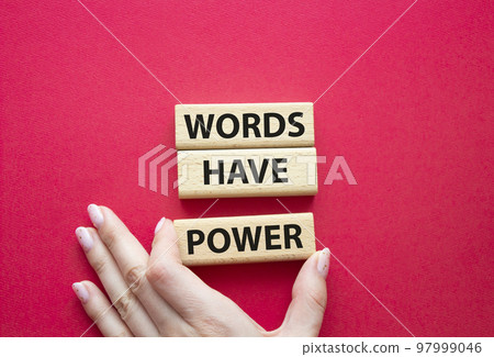 Words have power symbol. Wooden blocks with words Words have power. Beautiful red background. Businessman hand. Business and Words have power concept. Copy space. Words have power symbol. Wooden blocks with words Words have power. Beautiful red background. Businessman hand. Business and Words have power concept. Copy space. 97999046