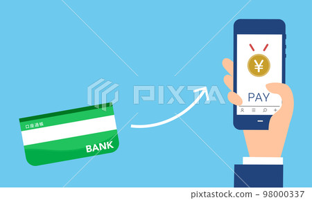 From bank passbook to web passbook, illustration of passbook-less image 98000337
